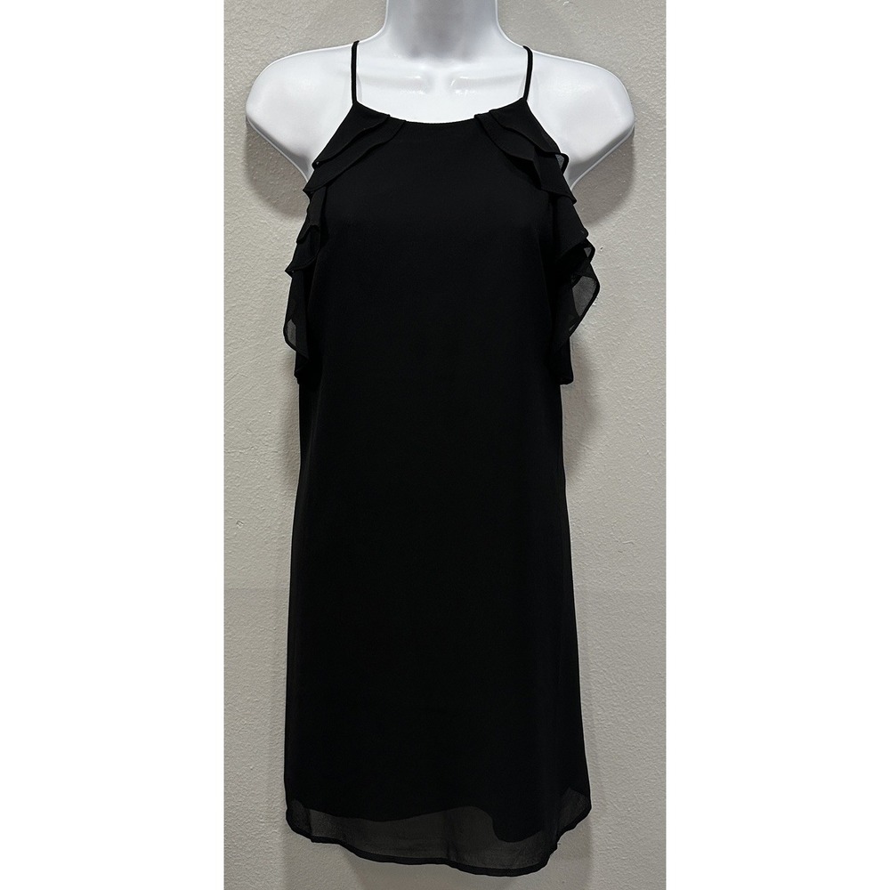 Naked Zebra MIni Black Dress Women Large Juniors Lined Spaghetti Straps Pullover